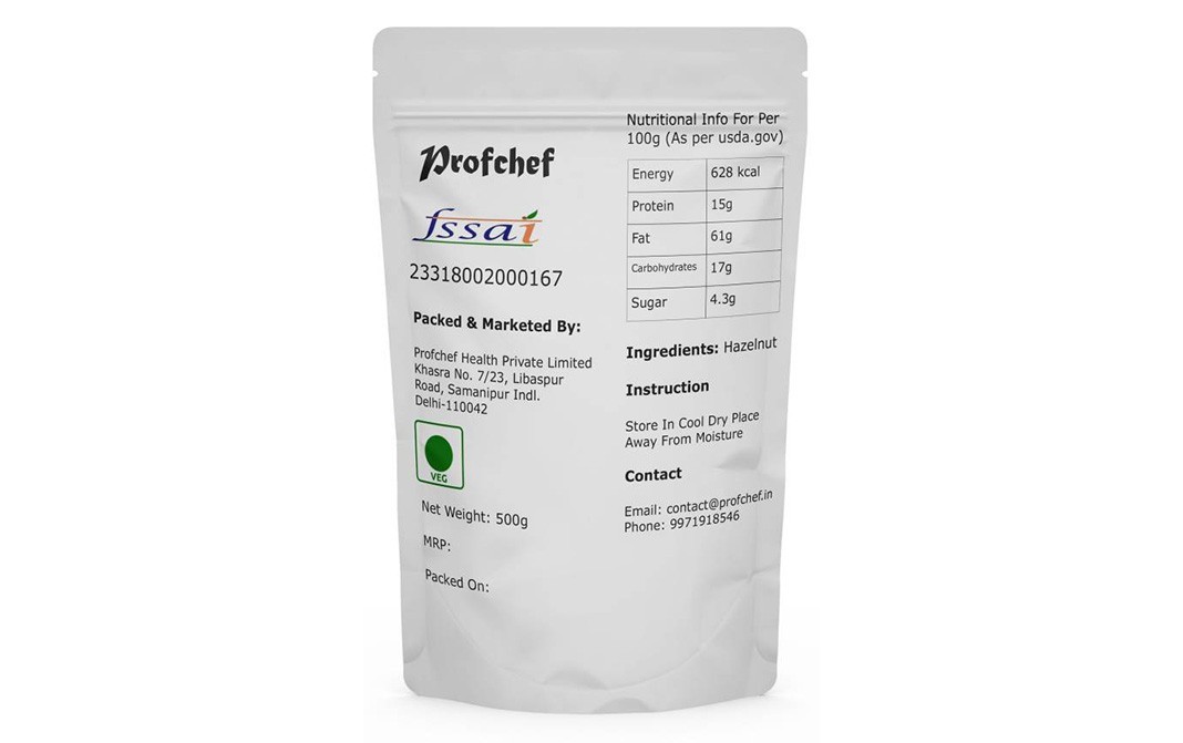 Profchef Hazelnut (Premium Quality)   Pack  500 grams